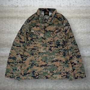 Vintage 90s Military Marine Tactical Button Up Shirt Mens S Digital Camo Short